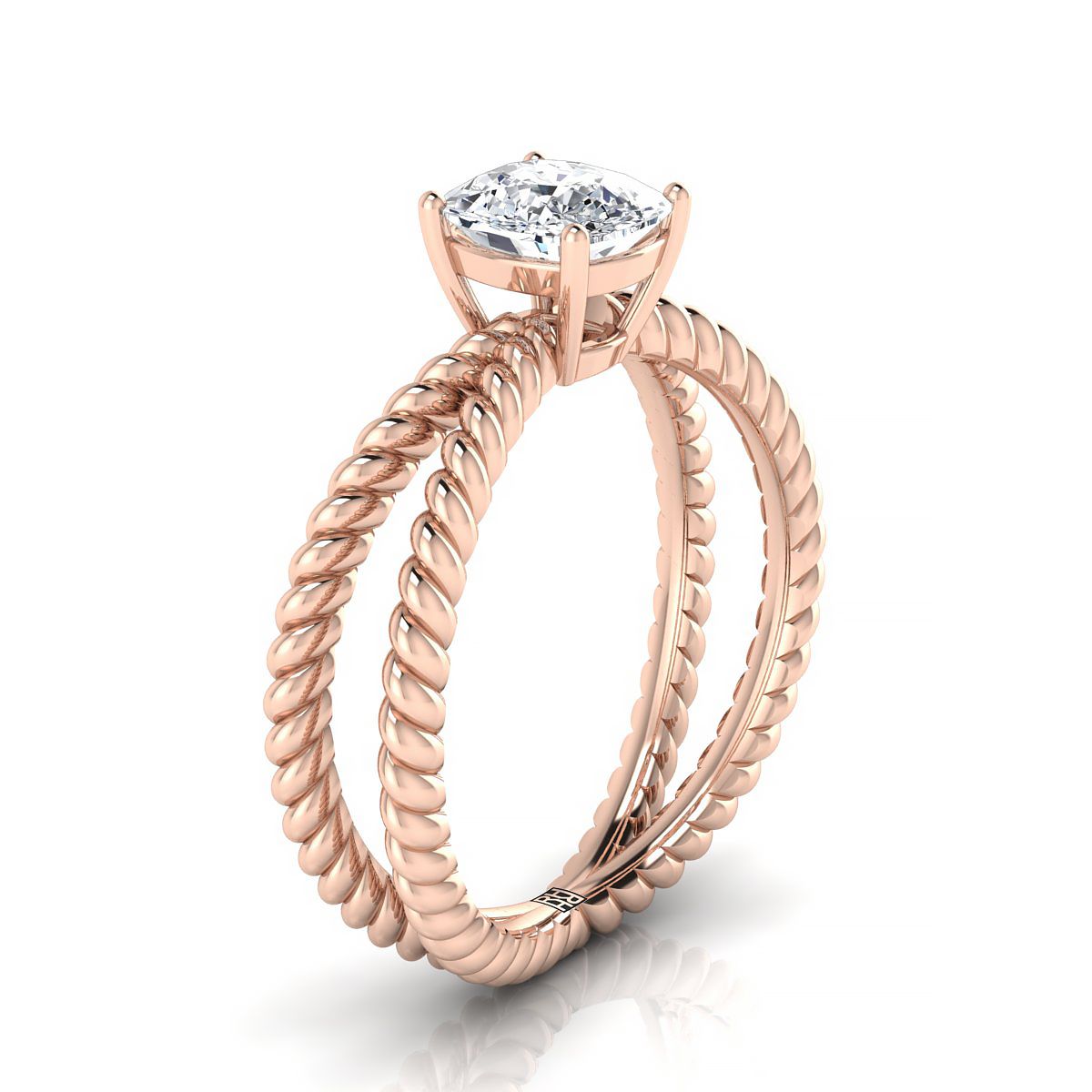 Select Twisted Rope Solitaire Cut styling on The Nona cushion engagement ring setting | RockHer