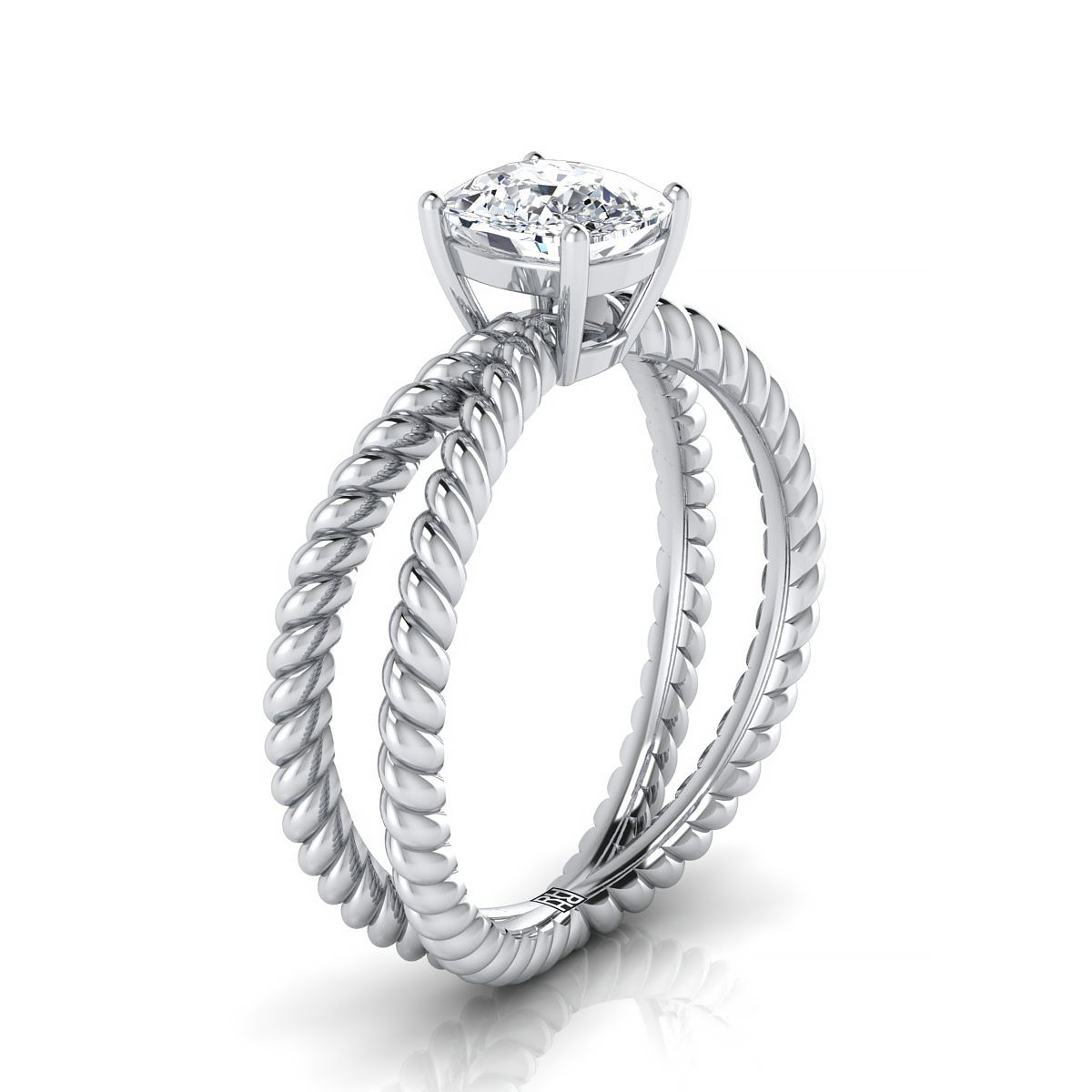 The Nona cushion engagement ring setting in 18K White Gold | RockHer