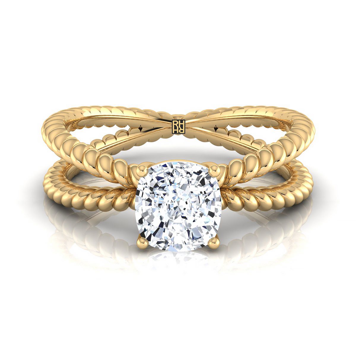 The Nona cushion engagement ring setting in 18K Yellow Gold | RockHer
