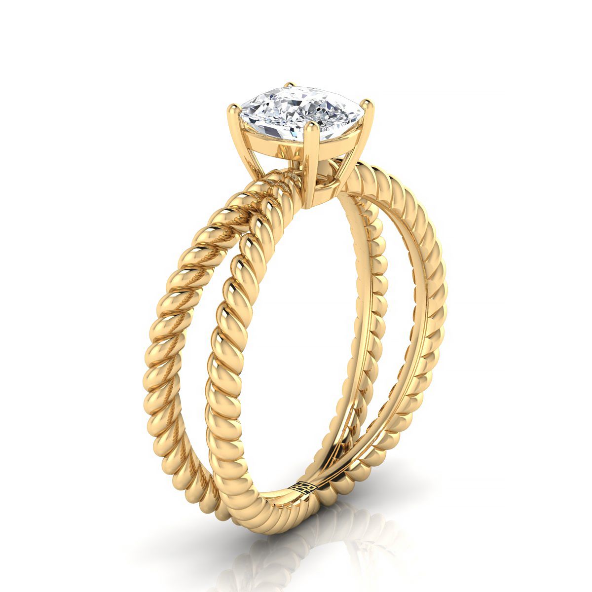 Select Twisted Rope Solitaire Cut styling on The Nona cushion engagement ring setting | RockHer