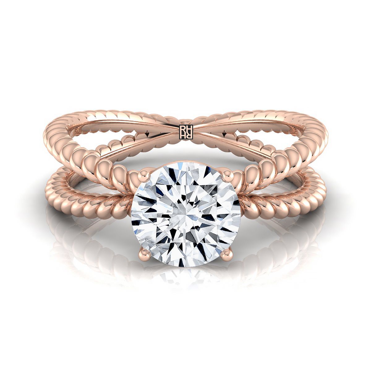 The Nona round engagement ring setting in 14K Rose Gold | RockHer