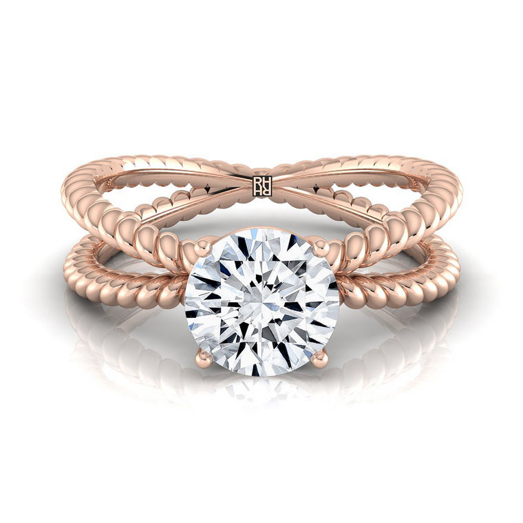 The Nona Twisted Rope Solitaire Round Engagement Ring Setting in 14K Rose Gold