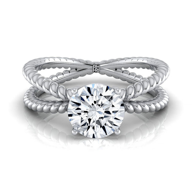 The Nona Twisted Rope Solitaire Round Engagement Ring Setting in Platinum