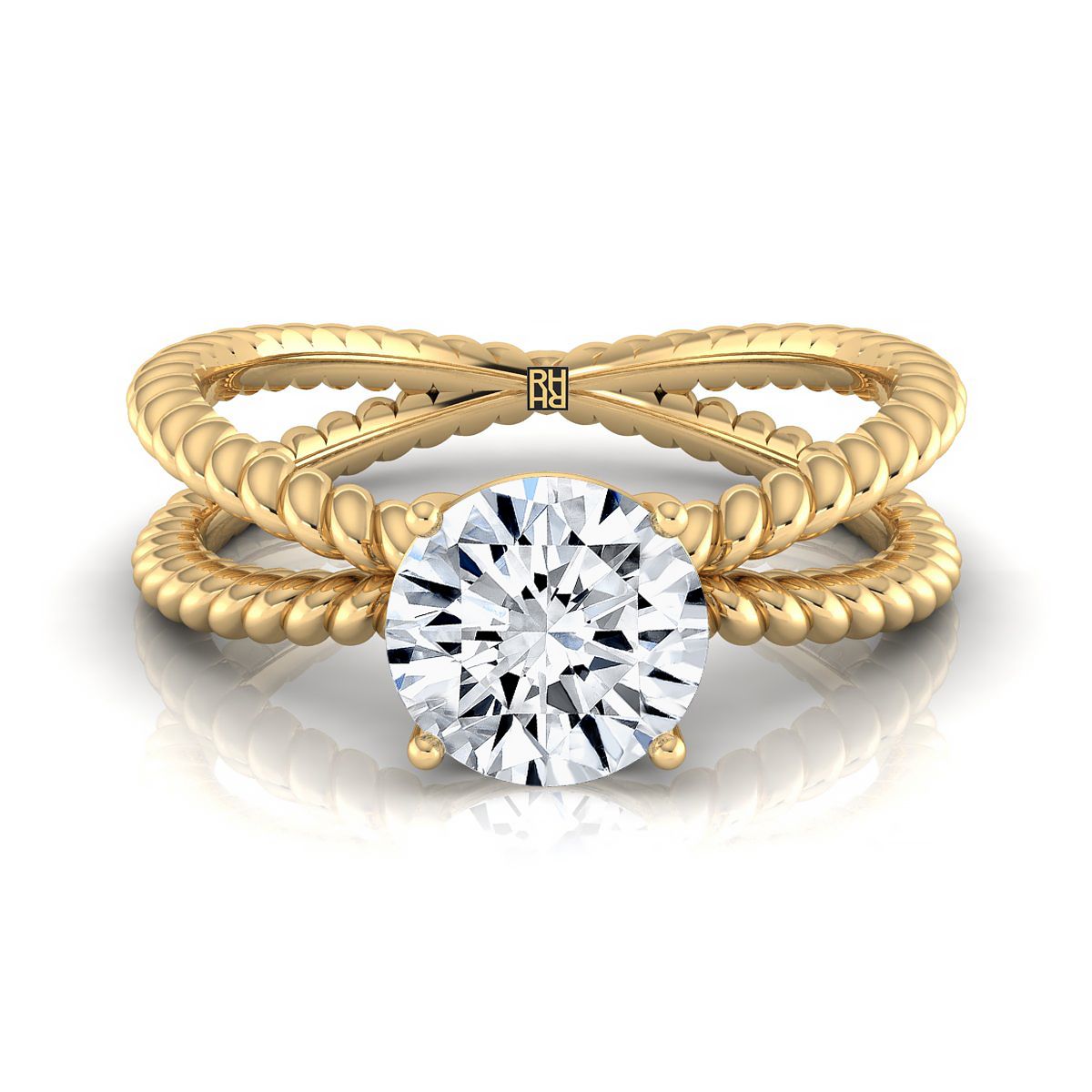 The Nona round engagement ring setting in 18K Yellow Gold | RockHer