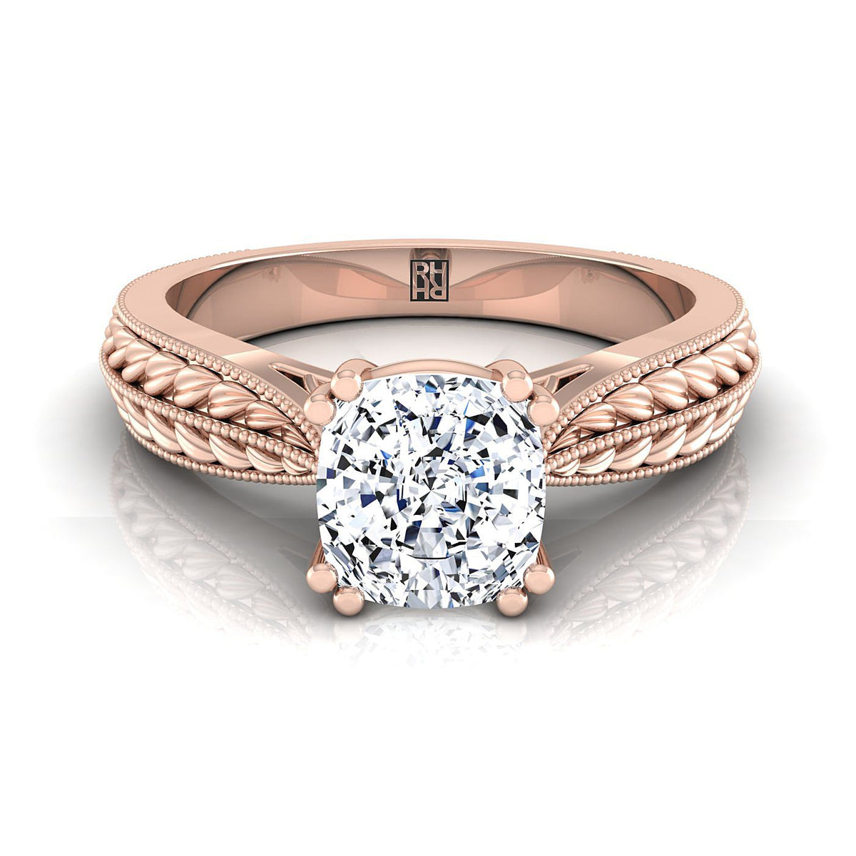 The Ophelia cushion engagement ring setting in 14K Rose Gold | RockHer