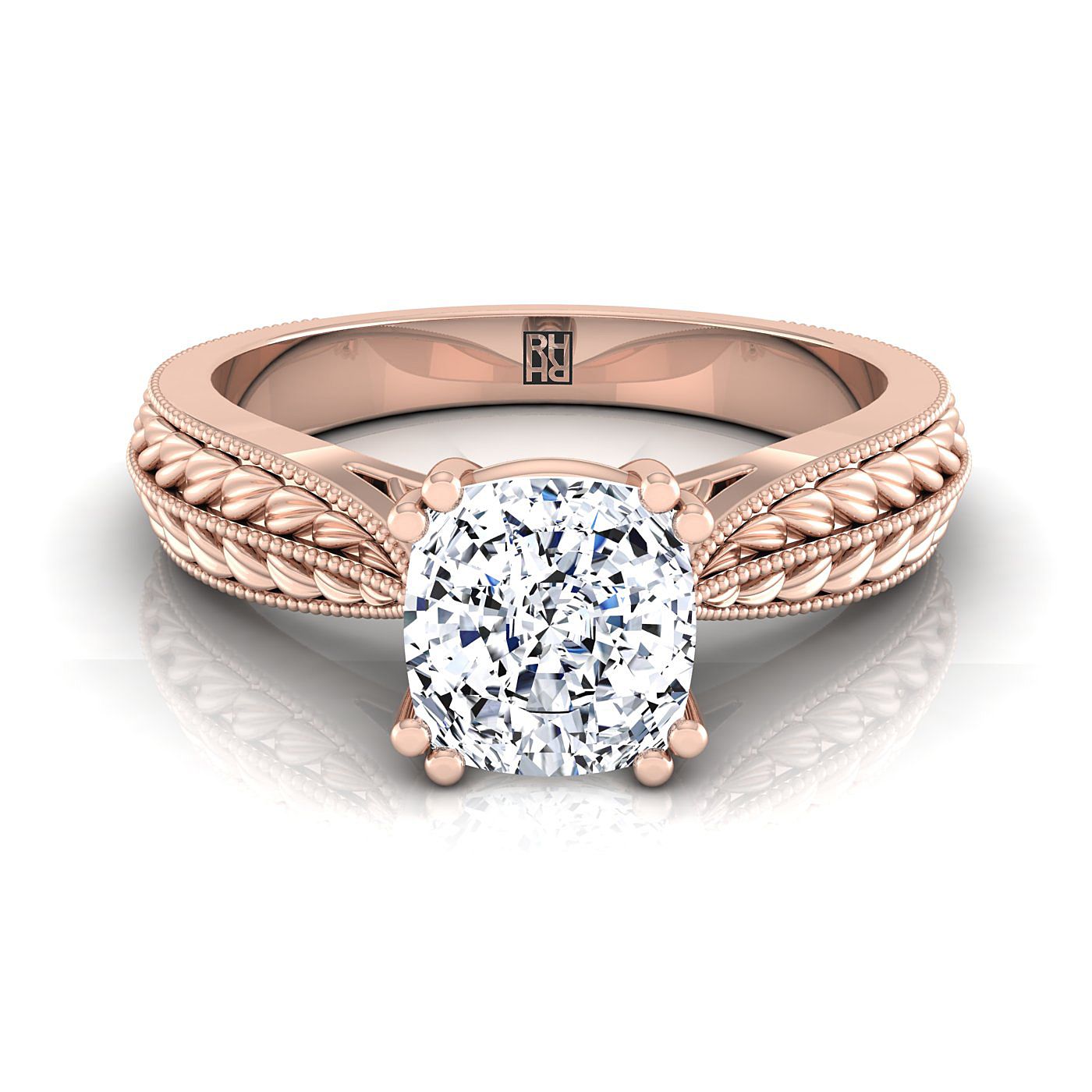 The Ophelia Select Three Stone Engagement Ring with Lab Diamond in 14K Rose Gold - view 1