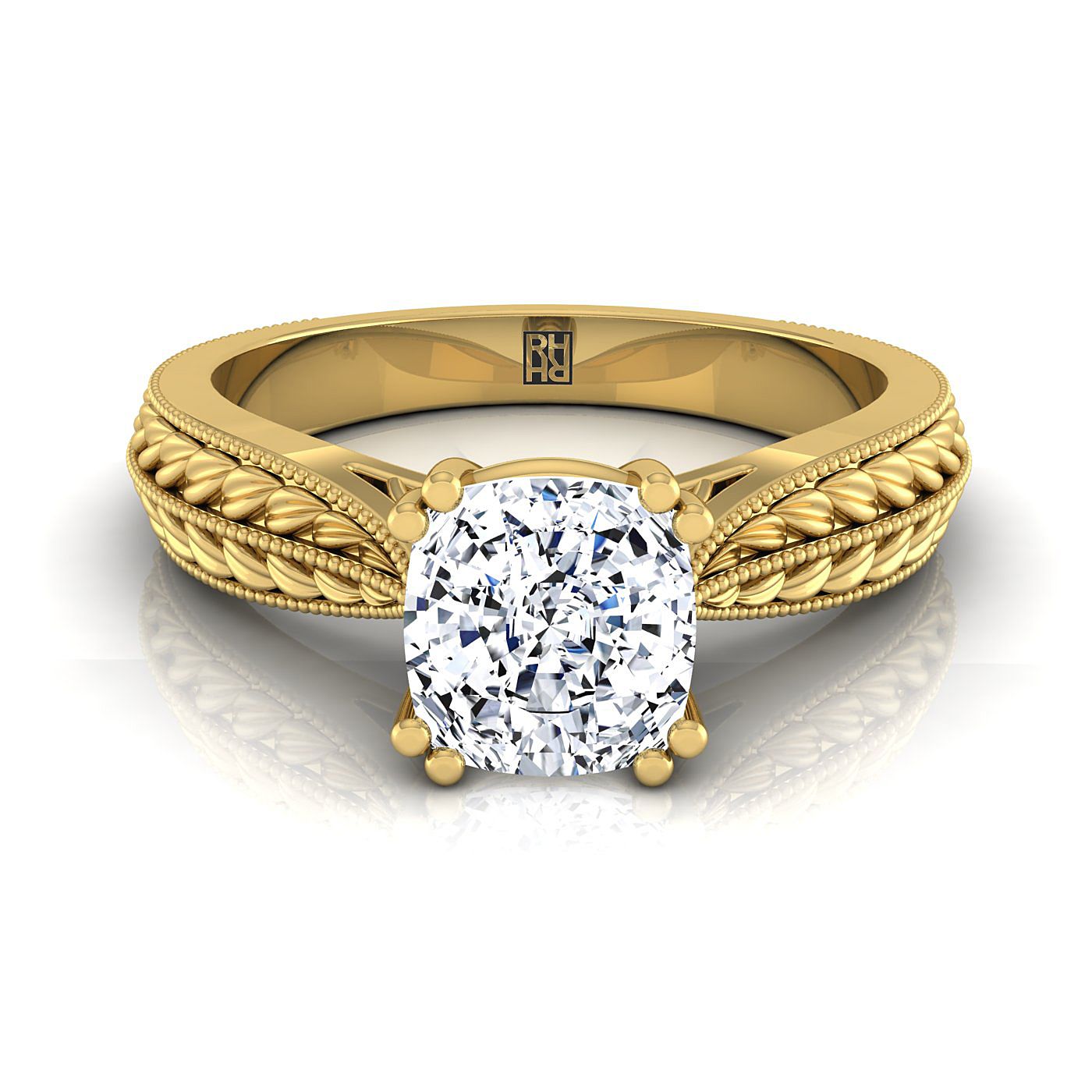 The Ophelia Select Three Stone Engagement Ring with Lab Diamond in 18K Yellow Gold - view 1