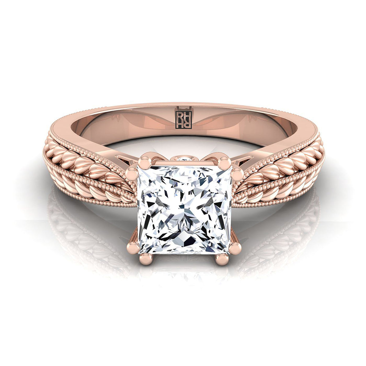 The Ophelia princess engagement ring setting in 14K Rose Gold | RockHer