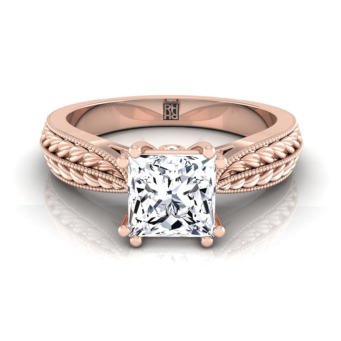 The Ophelia Select Three Stone Engagement Ring with Lab Diamond in 14K Rose Gold - view 1