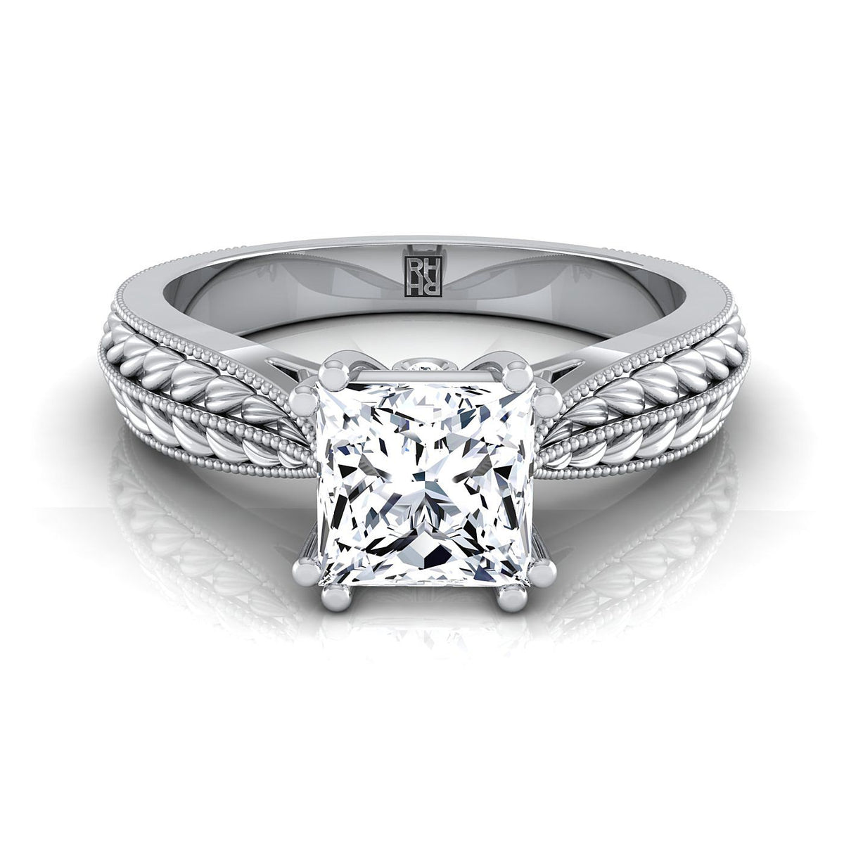 The Ophelia princess engagement ring setting in 18K White Gold | RockHer