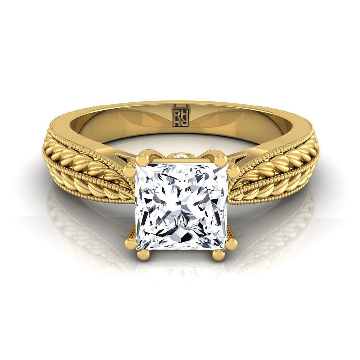 The Ophelia princess engagement ring setting in 18K Yellow Gold | RockHer