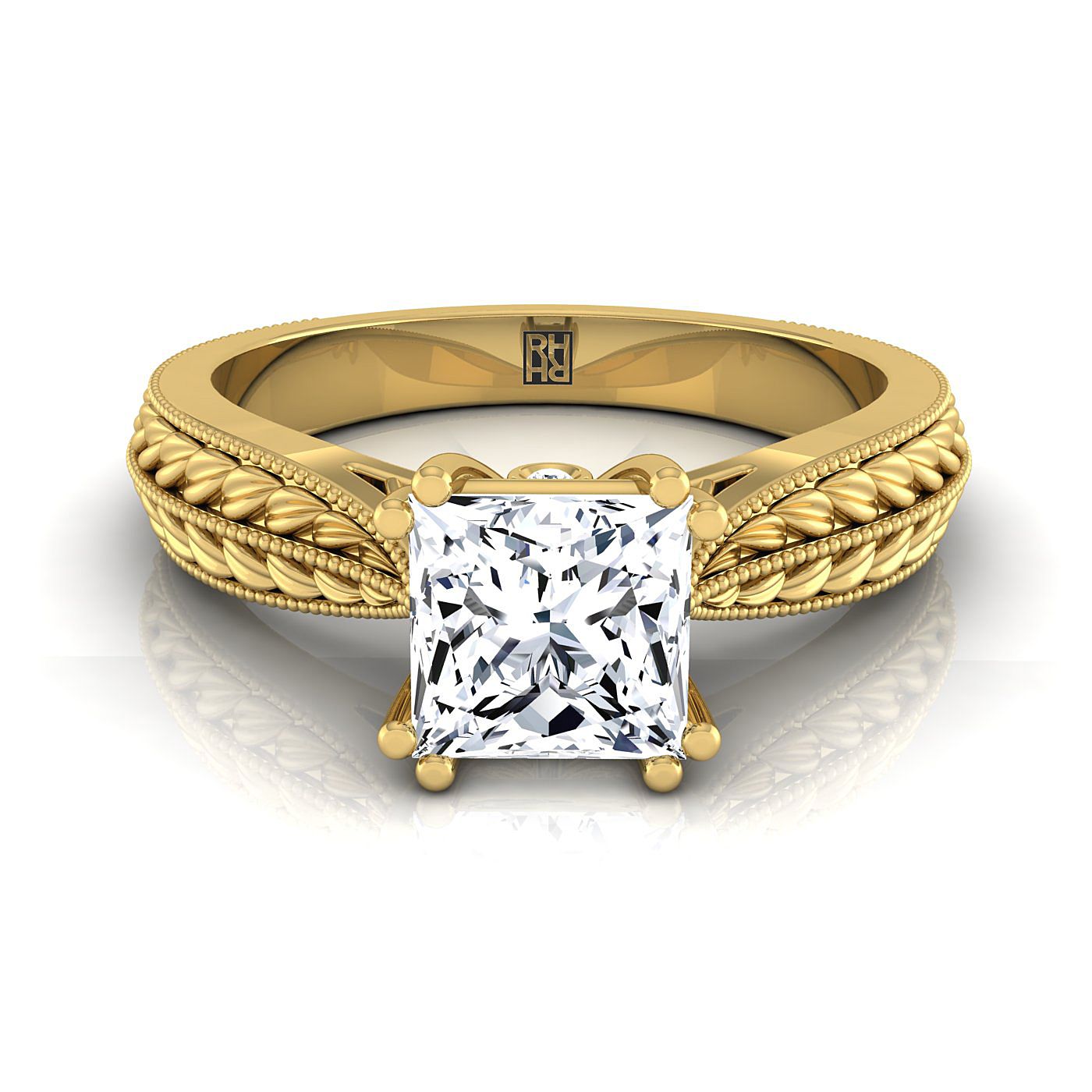 The Ophelia Select Three Stone Engagement Ring with Lab Diamond in 18K Yellow Gold - view 1