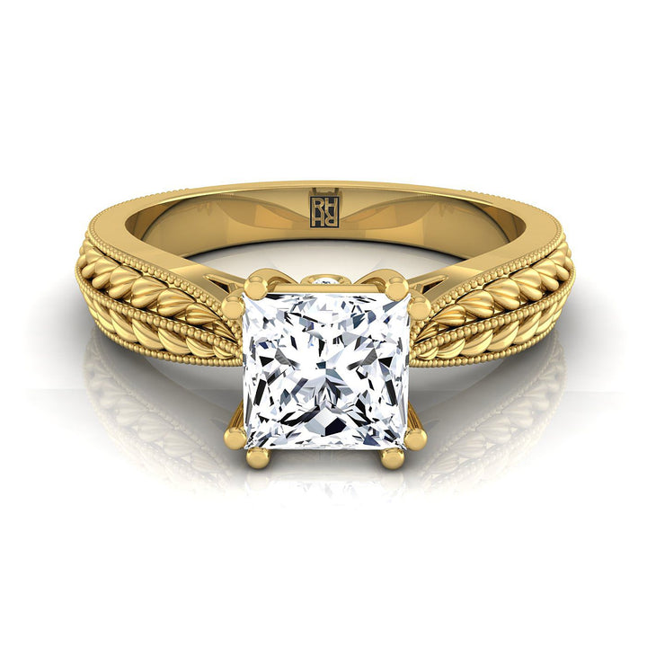 The Ophelia Select Three Stone Engagement Ring with Lab Diamond in 18K Yellow Gold - view 1