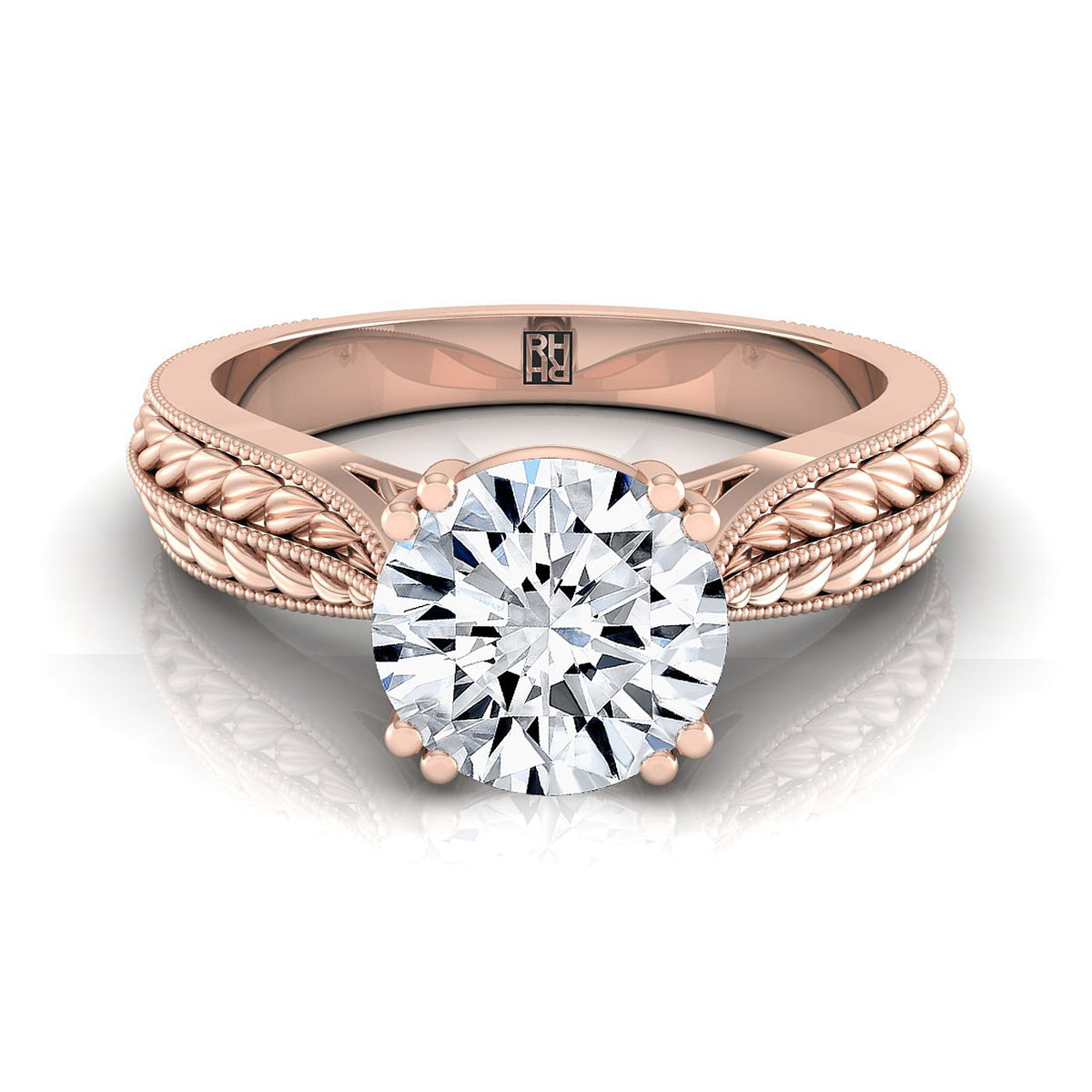 The Ophelia round engagement ring setting in 14K Rose Gold | RockHer