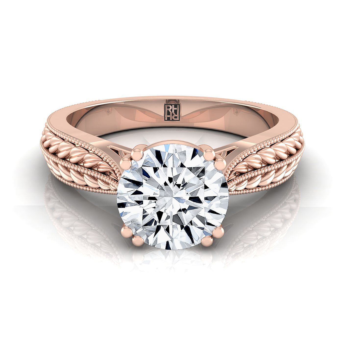 The Ophelia Select Three Stone Engagement Ring with Lab Diamond in 14K Rose Gold - view 1