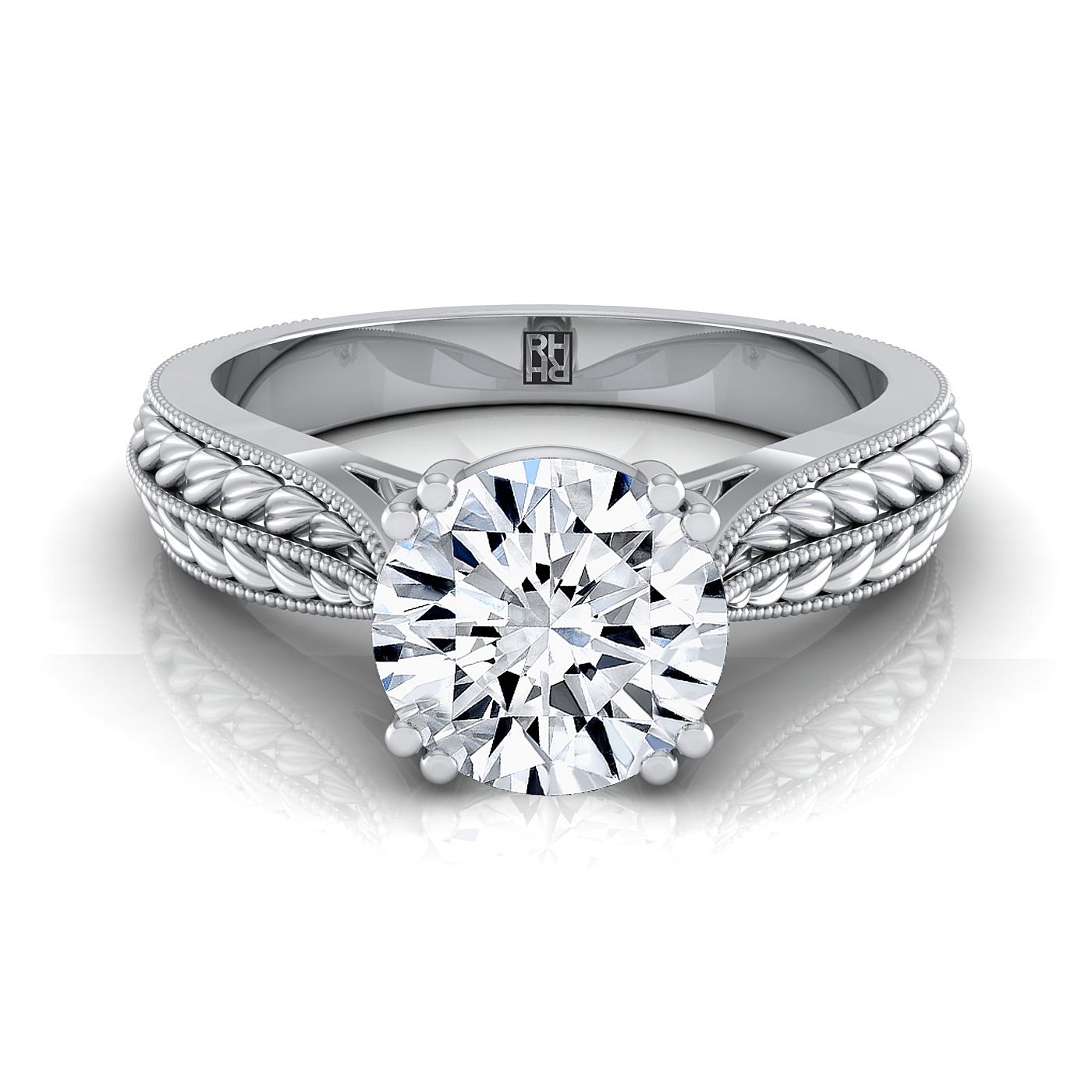 The Ophelia Select Three Stone Engagement Ring with Lab Diamond in Platinum - view 1