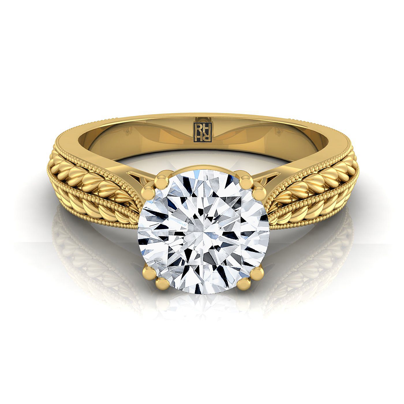 The Ophelia Select Three Stone Engagement Ring with Lab Diamond in 18K Yellow Gold - view 1