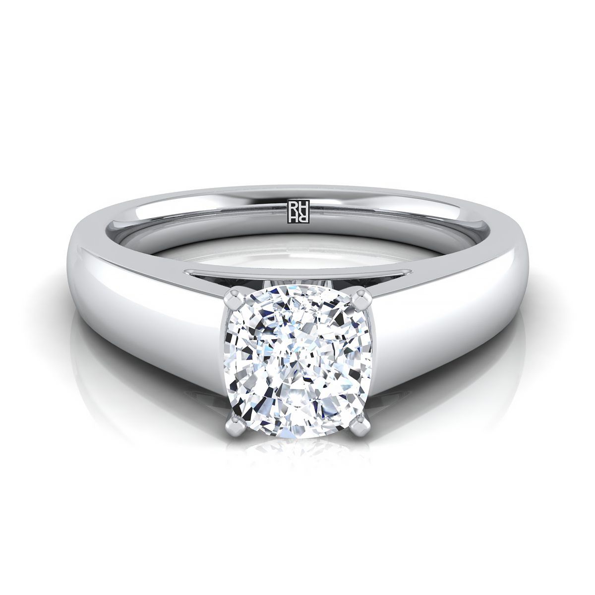 The Carly cushion engagement ring setting in 18K White Gold | RockHer