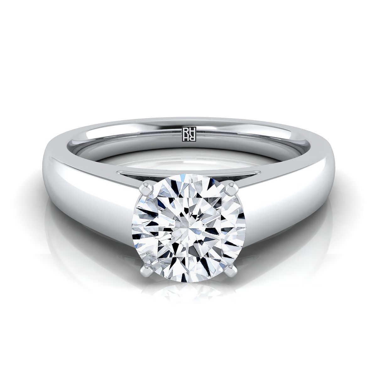 The Carly round engagement ring setting in Platinum | RockHer