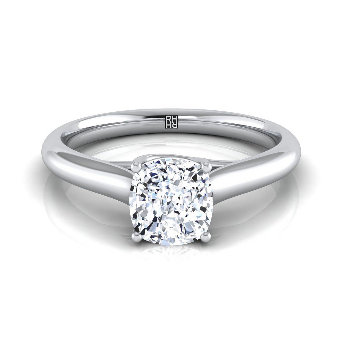 The Quinn cushion engagement ring setting in 18K White Gold | RockHer
