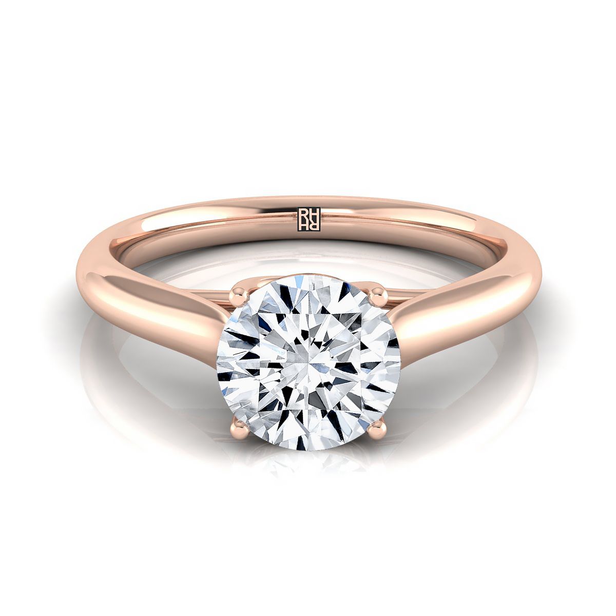 The Quinn round engagement ring setting in 14K Rose Gold | RockHer
