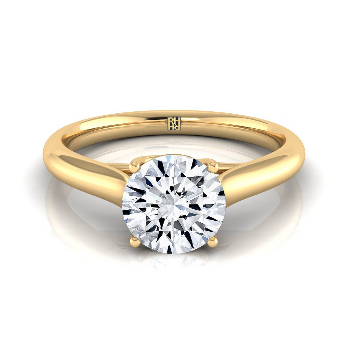 The Quinn round engagement ring setting in 18K Yellow Gold | RockHer