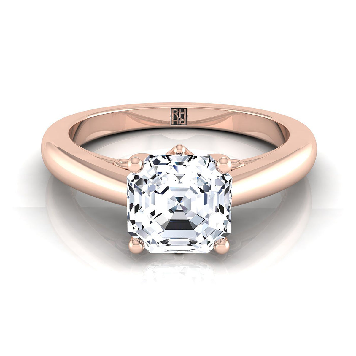 The Rio asscher engagement ring setting in 14K Rose Gold | RockHer
