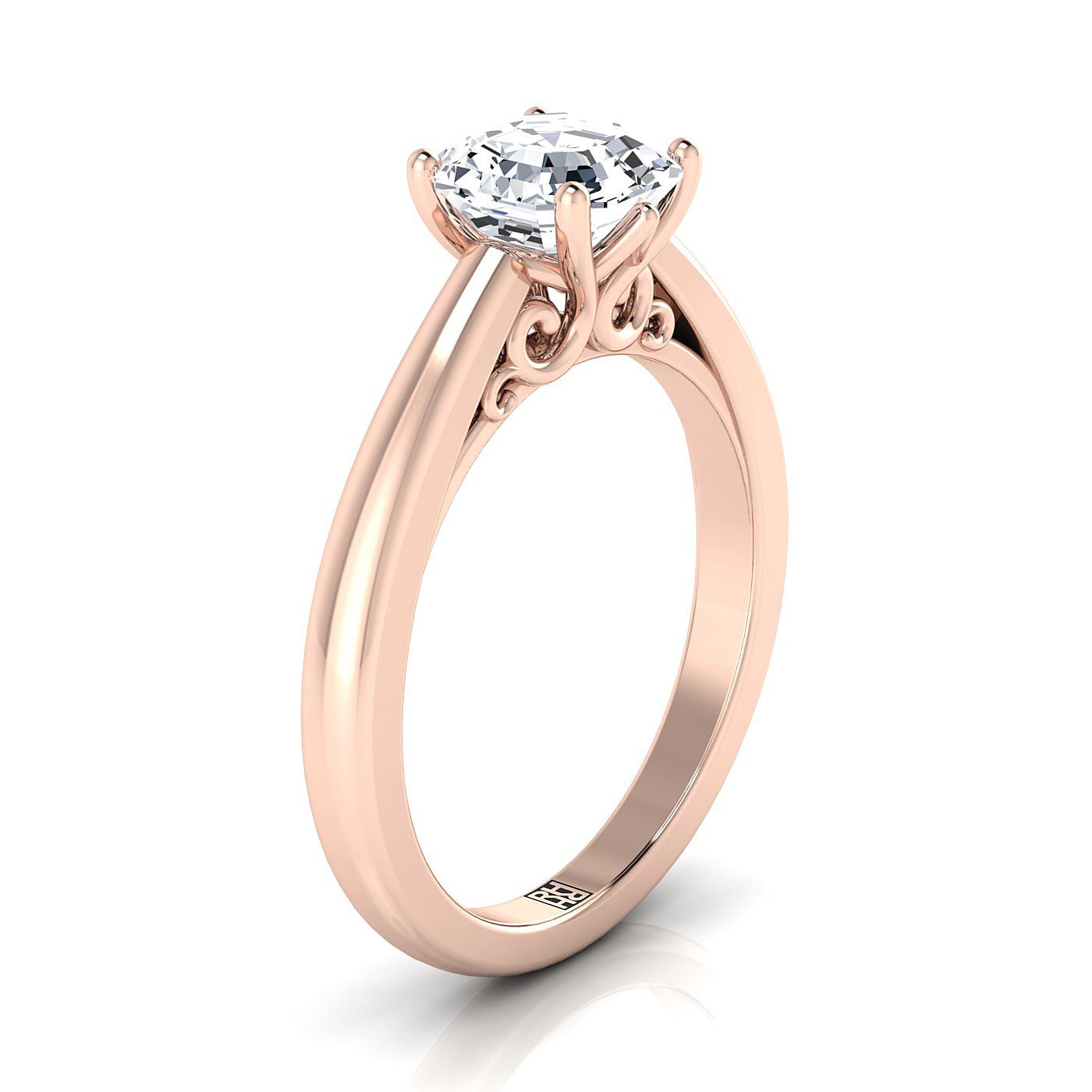 Select Solitaire Cut styling on The Rio asscher engagement ring setting | RockHer