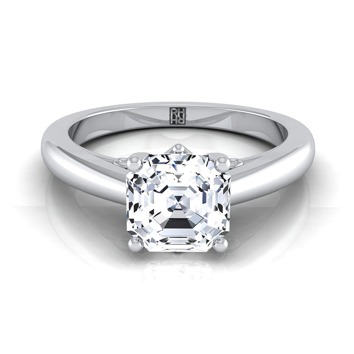 The Rio asscher engagement ring setting in 18K White Gold | RockHer