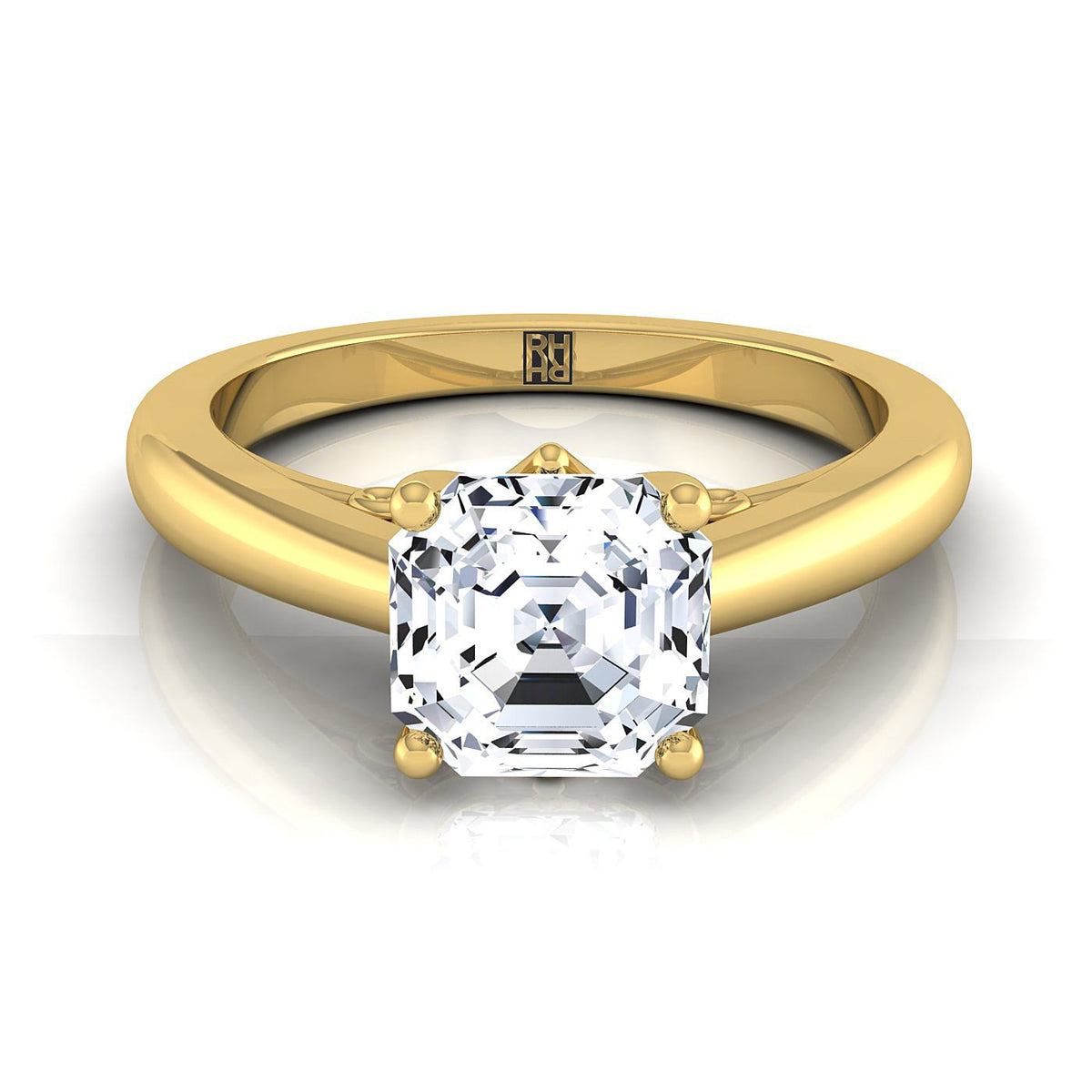 The Rio asscher engagement ring setting in 18K Yellow Gold | RockHer
