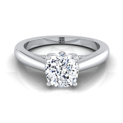 Scroll Gallery Comfort Fit Solitaire Cushion, in Platinum | RockHer