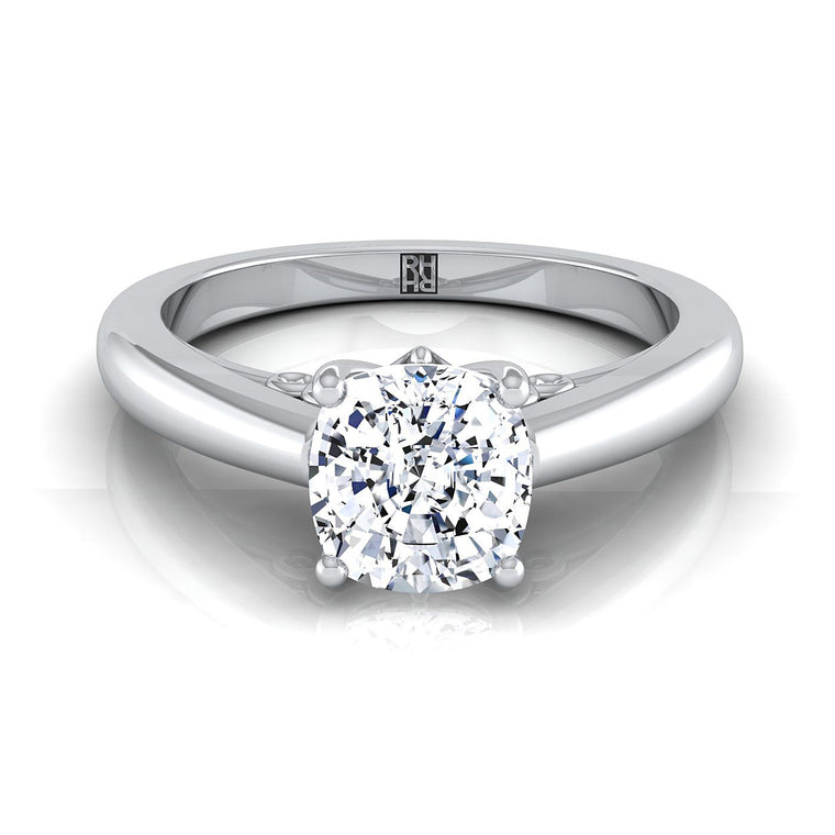 The Rio Select Solitaire Cushion Cut Lab Diamond Engagement Ring in 18K White Gold