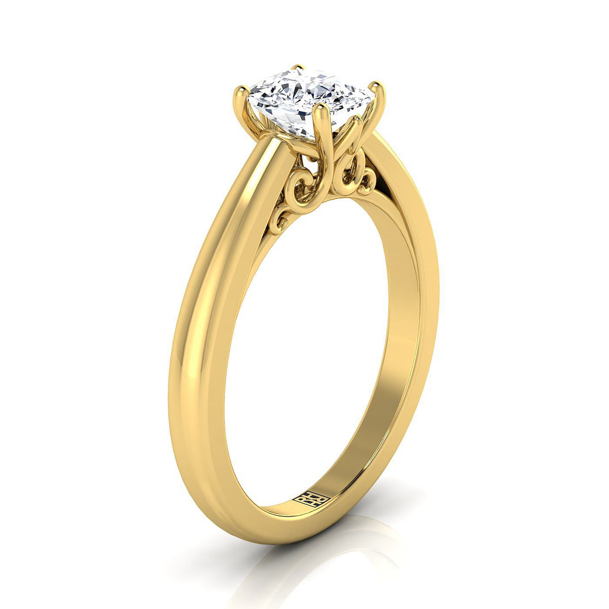 Select Solitaire Cut styling on The Rio cushion engagement ring setting | RockHer