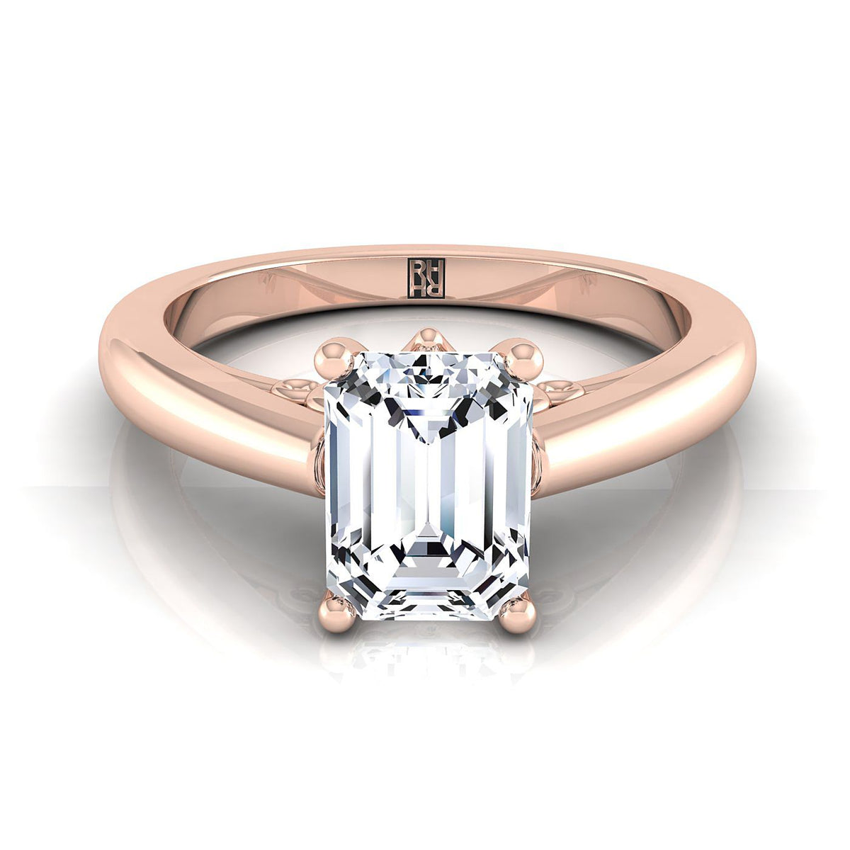 The Rio emerald engagement ring setting in 14K Rose Gold | RockHer