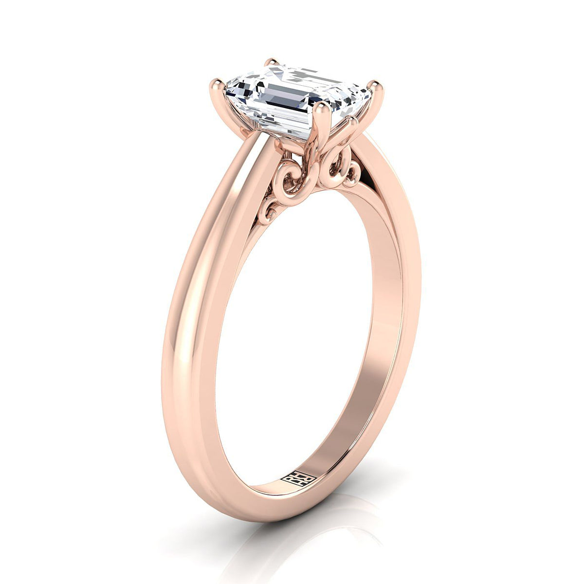 Select Solitaire Cut styling on The Rio emerald engagement ring setting | RockHer