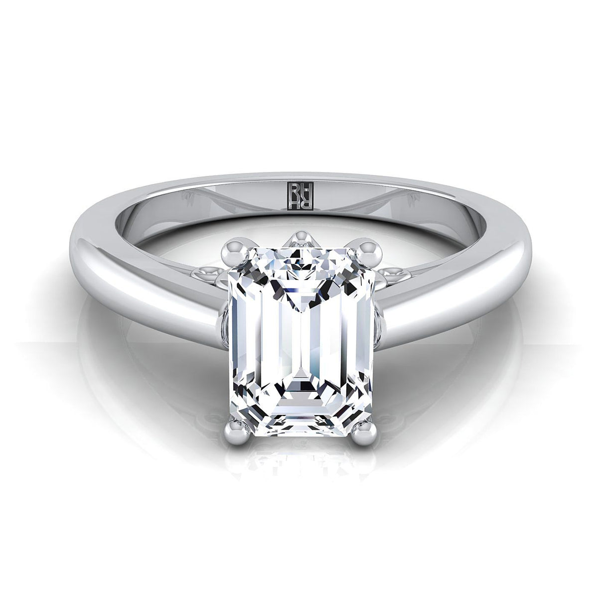 The Rio emerald engagement ring setting in 18K White Gold | RockHer