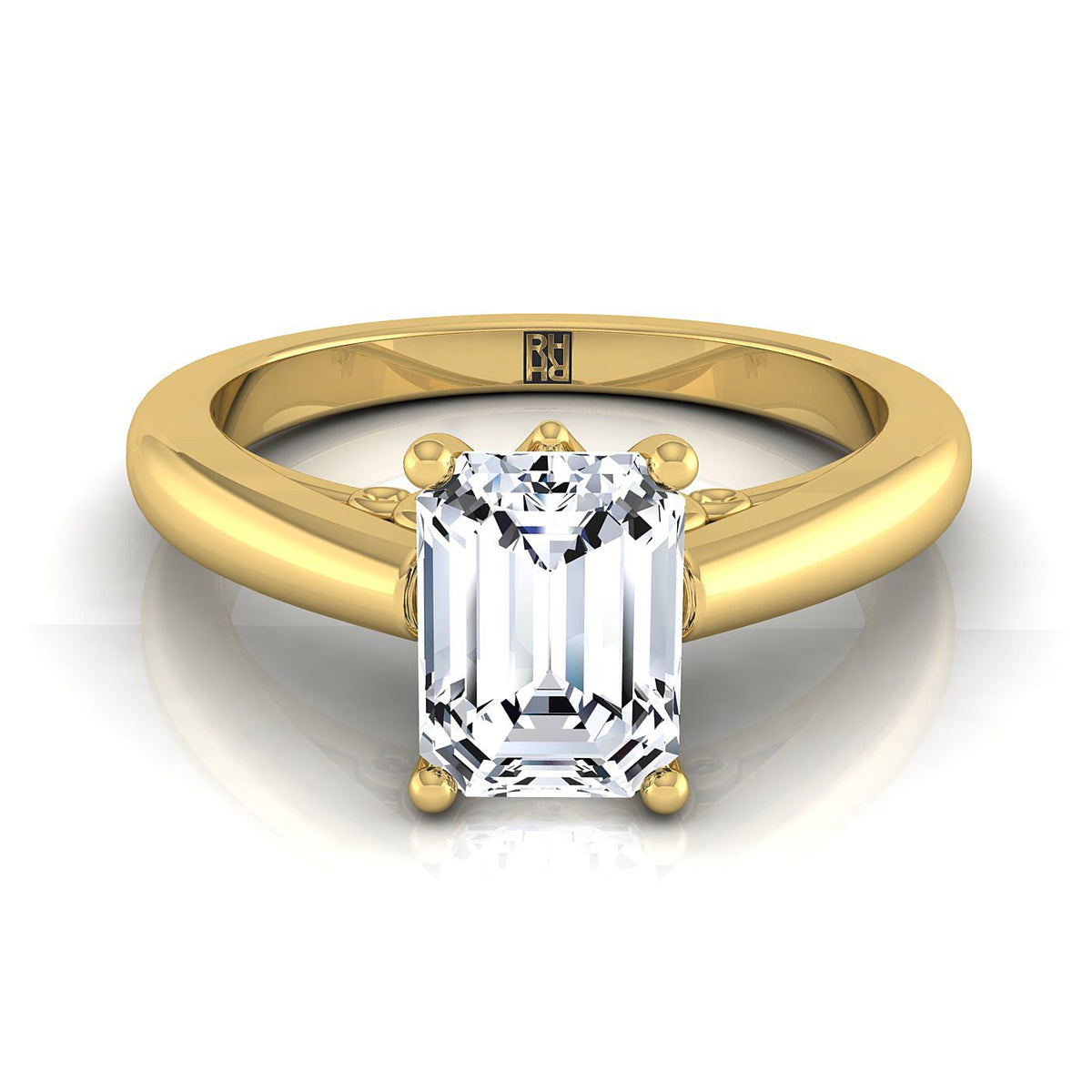 The Rio emerald engagement ring setting in 18K Yellow Gold | RockHer