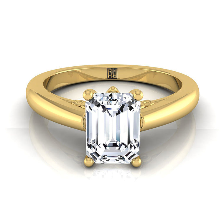 The Rio Select Solitaire Emerald Cut Lab Diamond Engagement Ring in 18K Yellow Gold