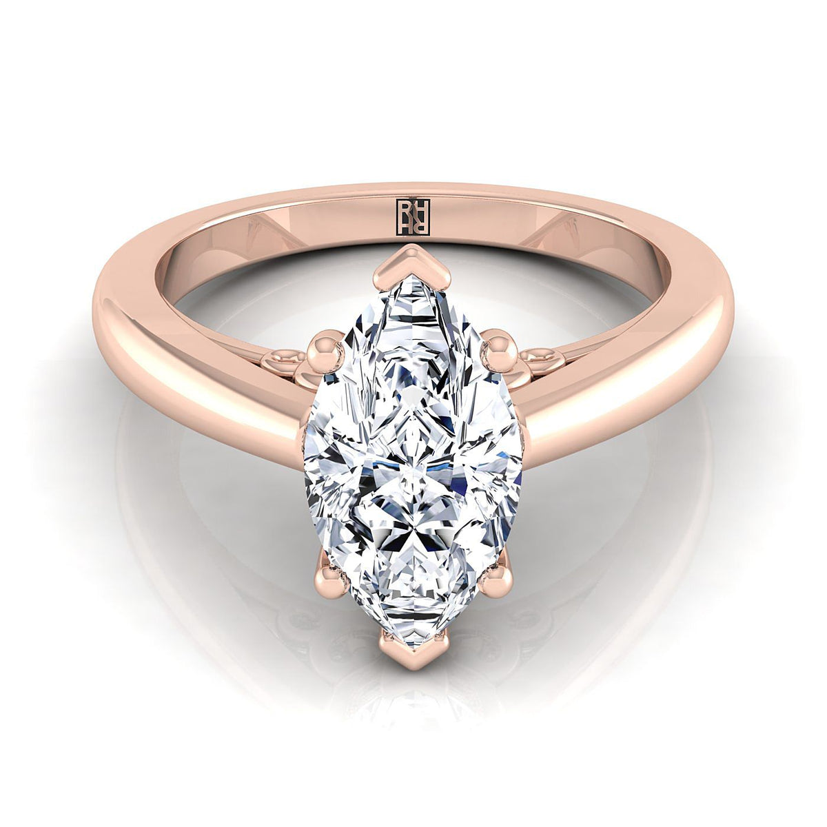 The Rio marquise engagement ring setting in 14K Rose Gold | RockHer