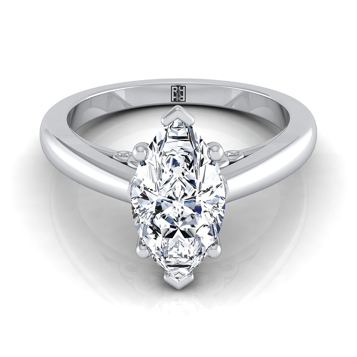 The Rio marquise engagement ring setting in Platinum | RockHer
