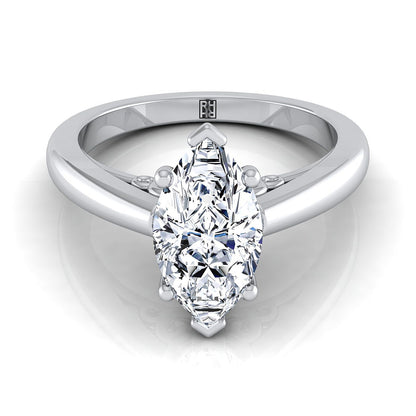 Scroll Gallery Comfort Fit Solitaire Marquise, in Platinum | RockHer