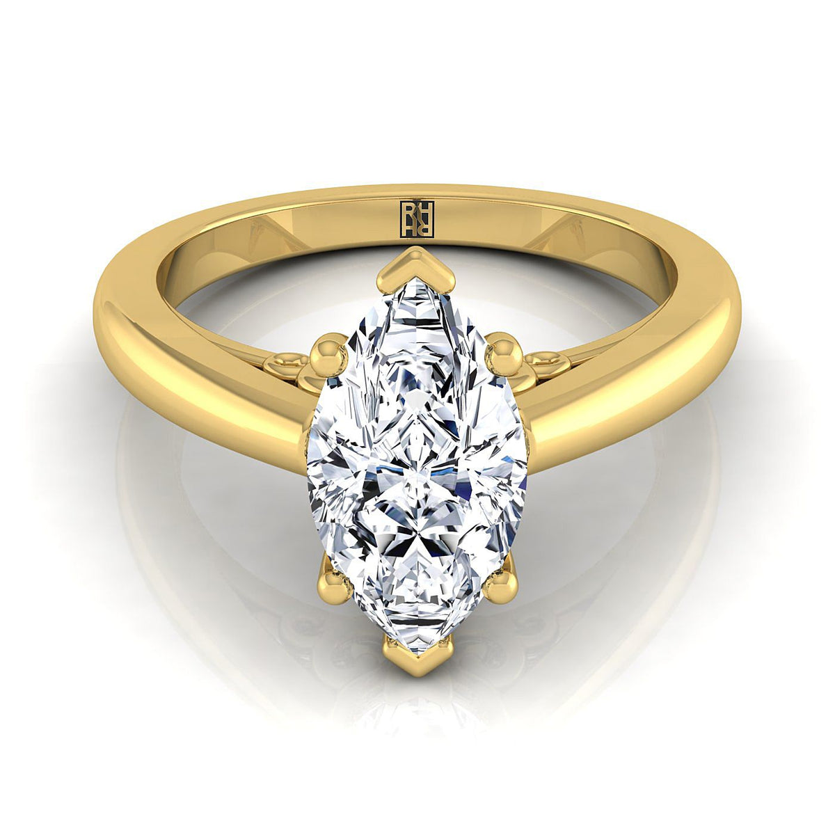 The Rio marquise engagement ring setting in 18K Yellow Gold | RockHer