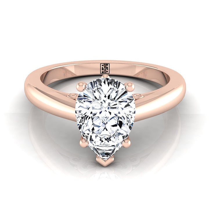 Scroll Gallery Comfort Fit Solitaire Pear Shape, in 14K Rose Gold, prong setting | RockHer