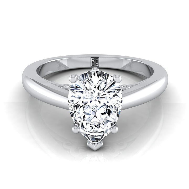 Scroll Gallery Comfort Fit Solitaire Pear Shape, in Platinum, prong setting | RockHer