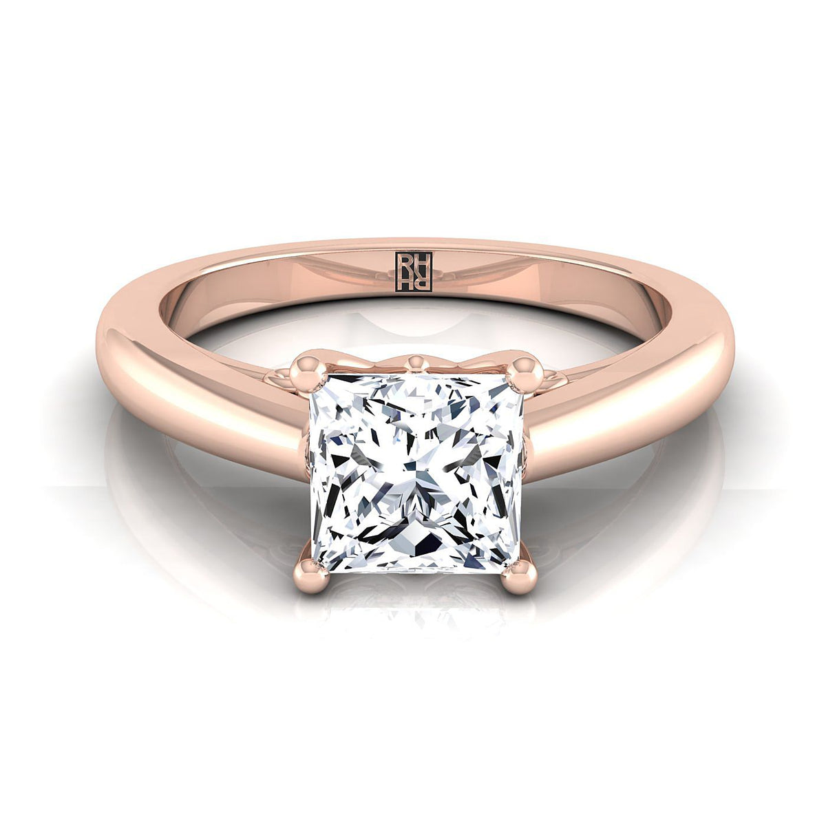 The Rio princess engagement ring setting in 14K Rose Gold | RockHer