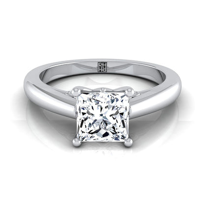 Scroll Gallery Comfort Fit Solitaire Princess, in Platinum | RockHer