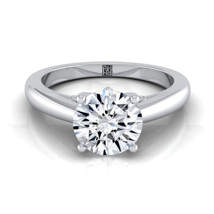 Round Brilliant, Scroll Gallery Comfort Fit Solitaire, in 18K White Gold | RockHer