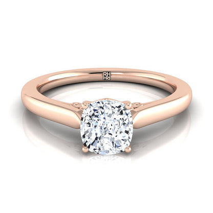 Scroll Gallery Solitaire Cushion, in 14K Rose Gold, prong setting | RockHer