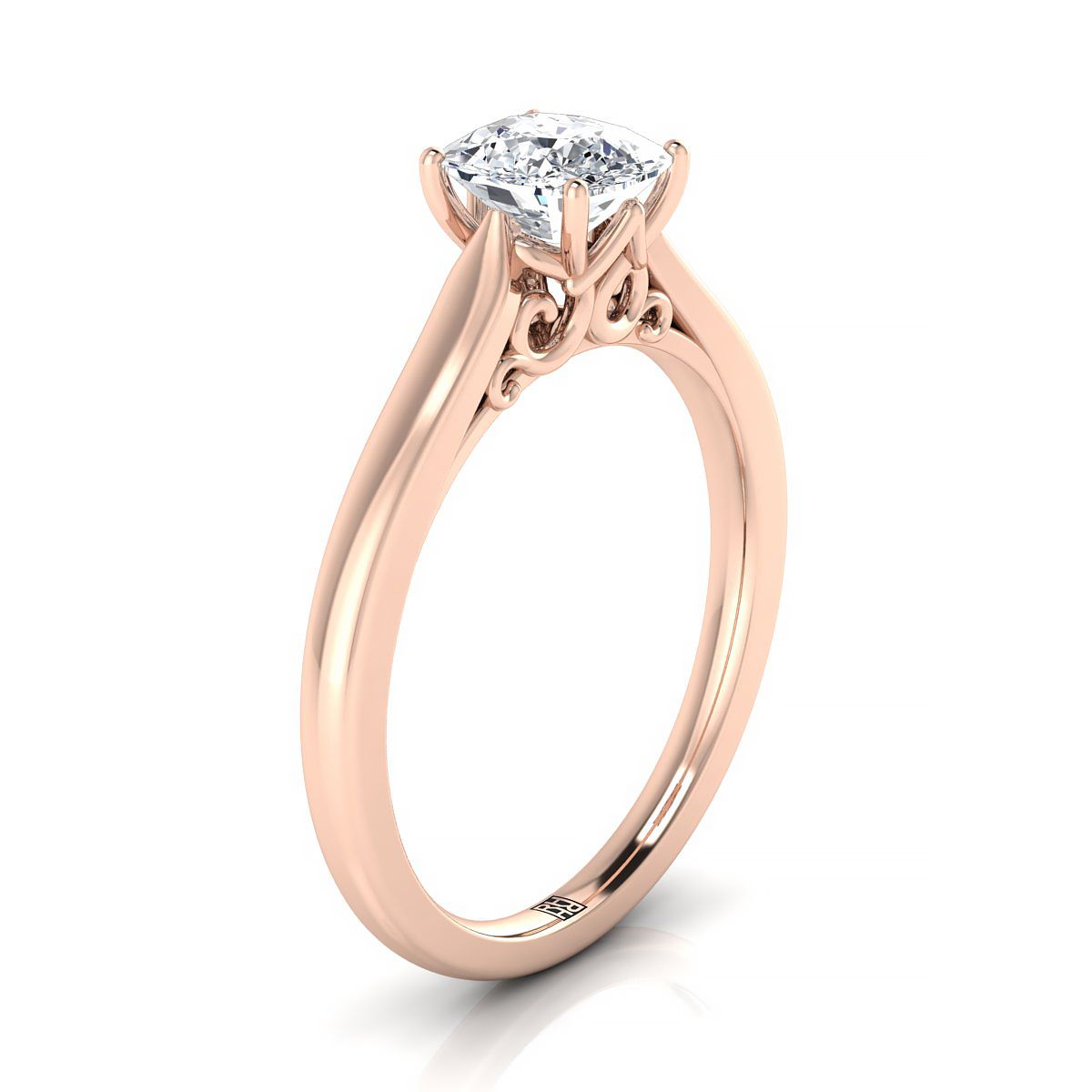 Select Solitaire Cut styling on The Rosalie cushion engagement ring setting | RockHer