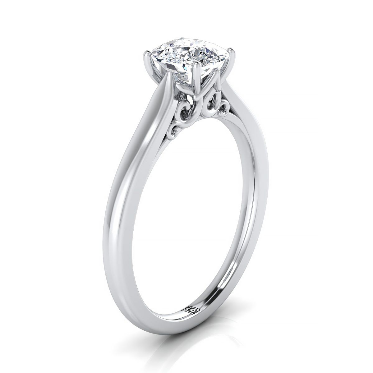 Select Solitaire Cut styling on The Rosalie cushion engagement ring setting | RockHer